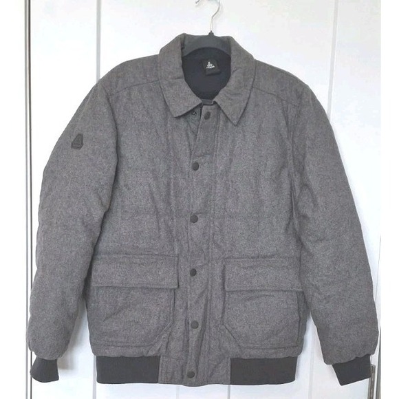 Prana Other - Prana B-Side Jacket Mens Size M Gray Puffer Bomber Wool duck Down  Reversible